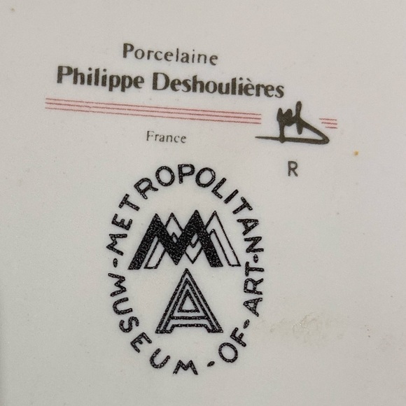 MMA Philippe Deshoulieres porcelain wavy tart dish 9 inch floral made in France - Picture 4 of 5